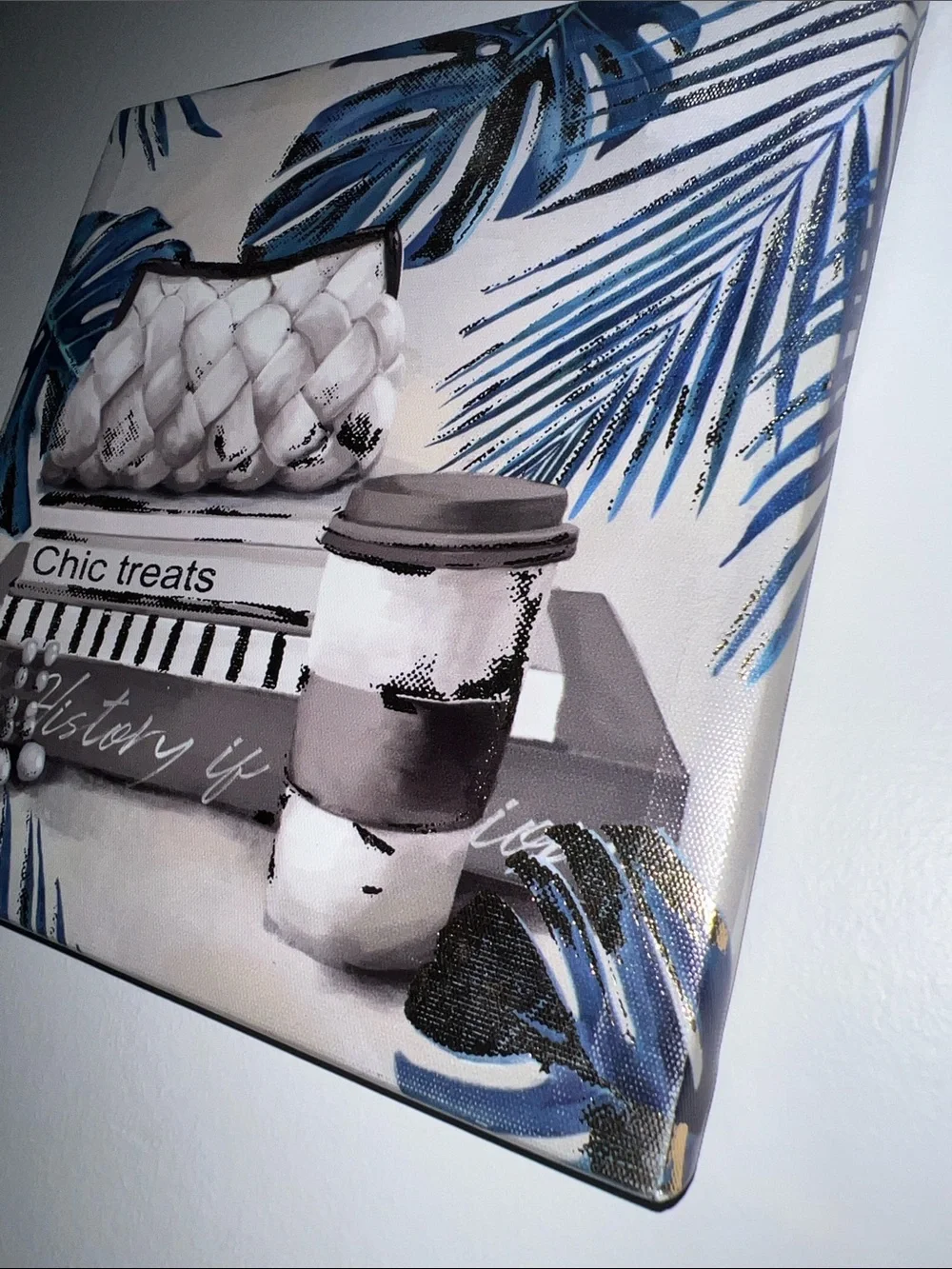 Bella Canvas Blue & Gold Palm and Chic Still Life Canvas Art